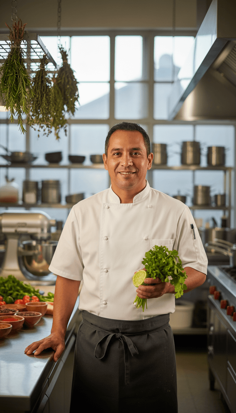 Chef preparing fresh sushi rolls and avocado in a clean professional kitchen
